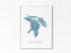 Lake Huron | Michigan | Lake Map, Lake Decor Gift, Lake Layout | Watercolor-style Print UNFRAMED