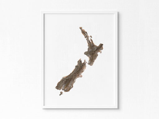 New Zealand | Abstract Map Art | Hand Painted NZ Map Outline, Acrylic Oil Print, Kiwi Gift | Art Print UNFRAMED