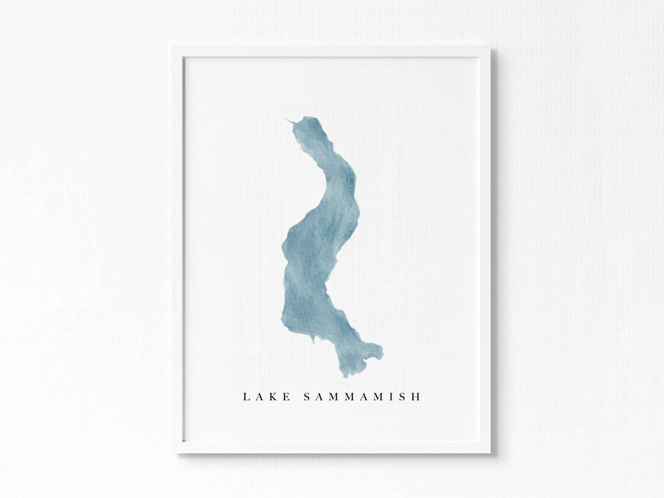 Lake Sammamish | Washington | Lake Map, Lake Decor Gift, Lake Layout | Watercolor-style Print UNFRAMED