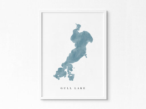 Gull Lake | Minnesota | Lake Map, Lake Decor Gift, Lake Layout | Watercolor-style Print UNFRAMED