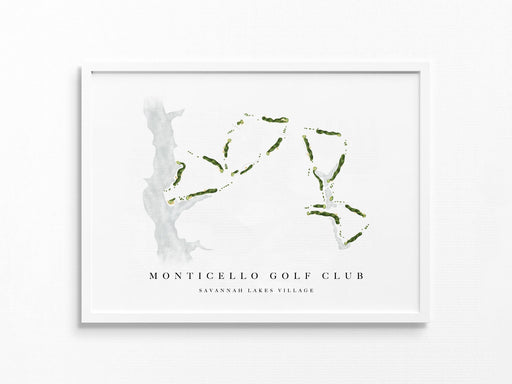 Monticello Golf Club | Savannah Lakes Village, SC | Golf Course Map, Golfer Decor Gift for Him, Scorecard Layout | Art Print UNFRAMED