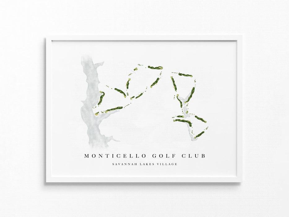 Monticello Golf Club | Savannah Lakes Village, SC | Golf Course Map, Golfer Decor Gift for Him, Scorecard Layout | Art Print UNFRAMED