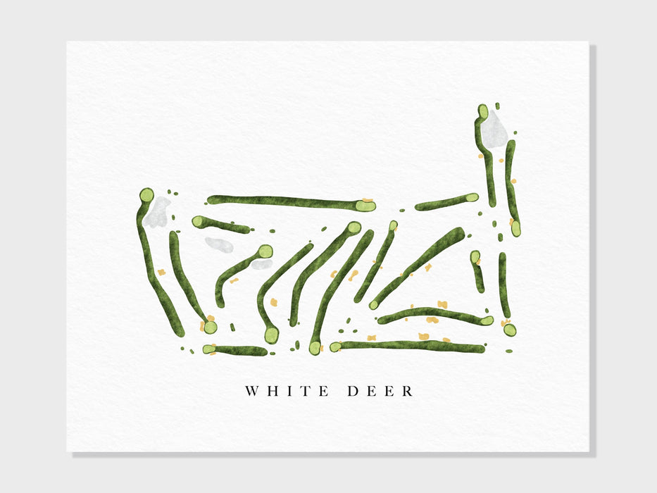 White Deer Country Club | Prudenville, MI | Golf Course Map, Golfer Decor Gift for Him, Scorecard Layout | Art Print UNFRAMED