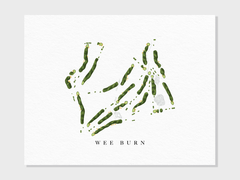 Wee Burn Country Club | Darien, CT | Golf Course Map, Golfer Decor Gift for Him, Scorecard Layout | Art Print UNFRAMED