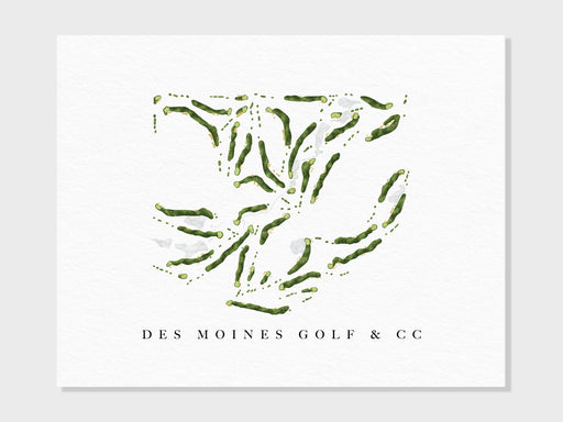 Des Moines Golf & Country Club | West Des Moines, IA | Golf Course Map, Golfer Decor Gift for Him, Scorecard Layout | Art Print UNFRAMED