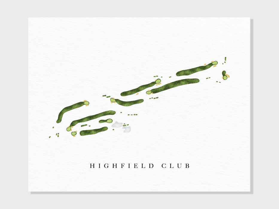 Highfield Club | Middlebury, CT | Golf Course Map, Golfer Decor Gift for Him, Scorecard Layout | Art Print UNFRAMED