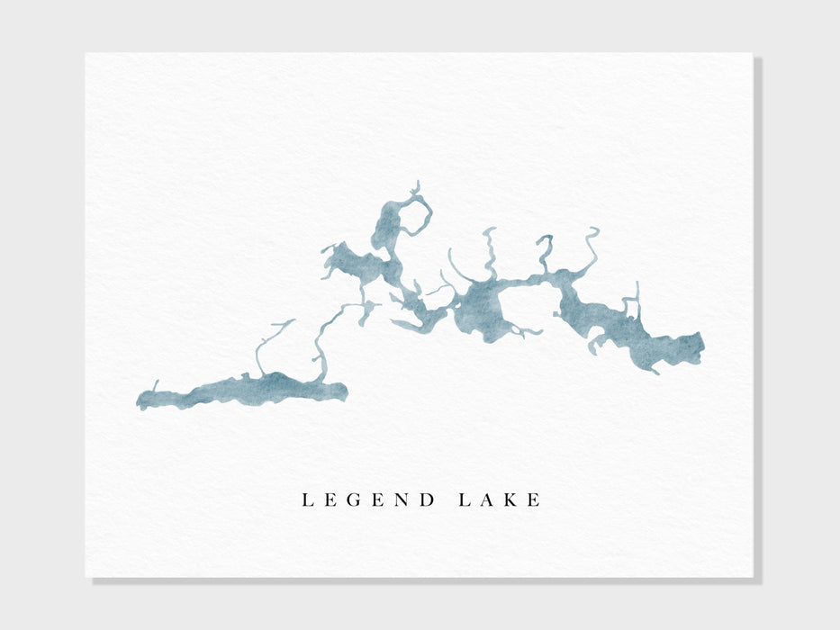 Legend Lake | Wisconsin | Lake Map, Lake Decor Gift, Lake Layout | Watercolor-style Print UNFRAMED