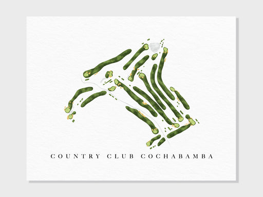 Country Club Cochabamba | Bolivia | Golf Course Map, Golfer Decor Gift for Him, Scorecard Layout | Art Print UNFRAMED