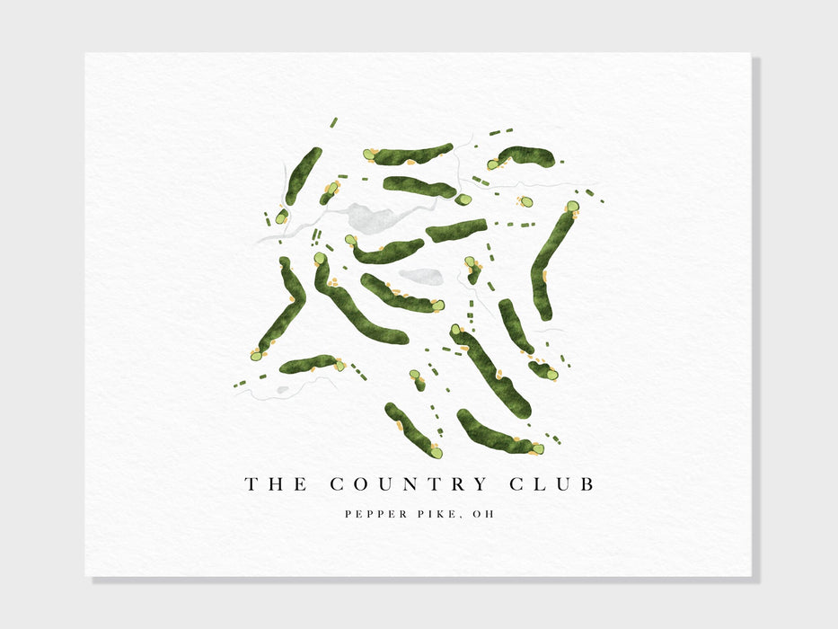 The Country Club | Pepper Pike, OH | Golf Course Map, Golfer Decor Gift for Him, Scorecard Layout | Art Print UNFRAMED