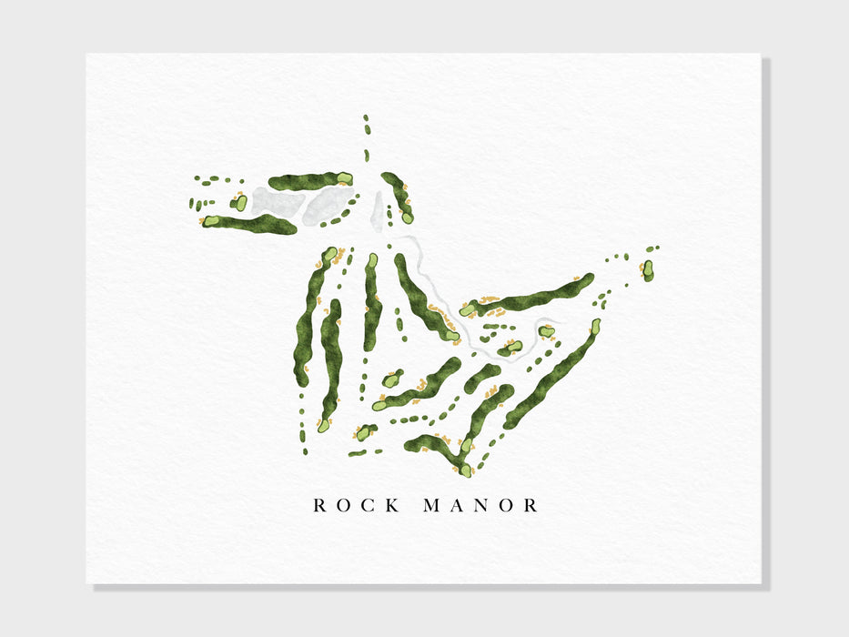 Rock Manor Golf Club | Wilmington, DE | Golf Course Map, Golfer Decor Gift for Him, Scorecard Layout | Art Print UNFRAMED
