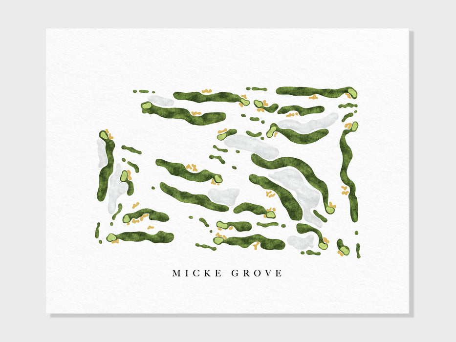 Micke Grove Golf Links | Lodi, CA | Golf Course Map, Golfer Decor Gift for Him, Scorecard Layout | Art Print UNFRAMED