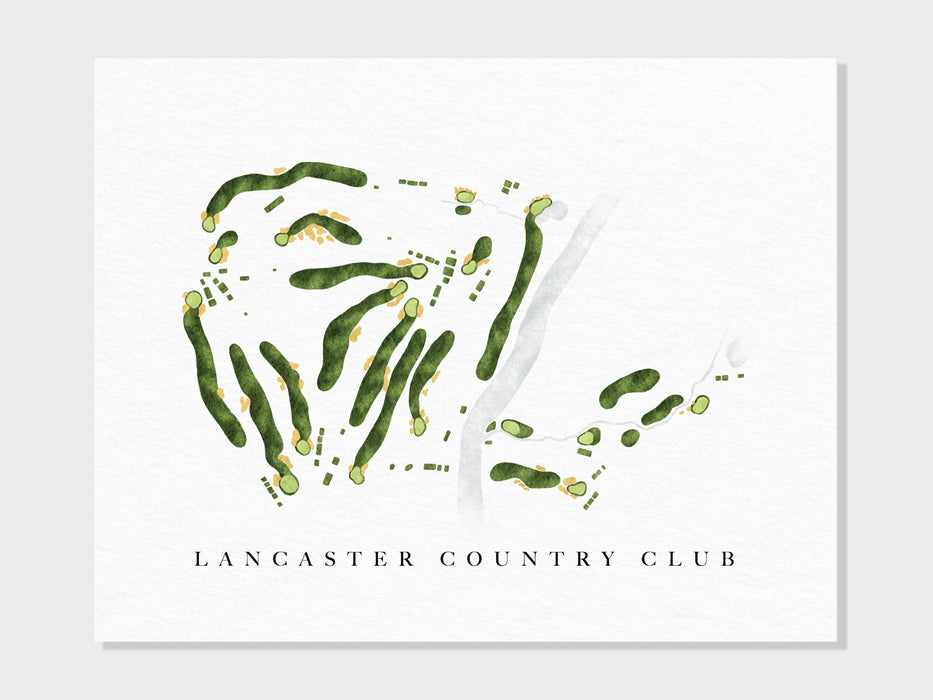 Lancaster Country Club | Lancaster, PA | Golf Course Map, Golfer Decor Gift for Him, Scorecard Layout | Art Print UNFRAMED