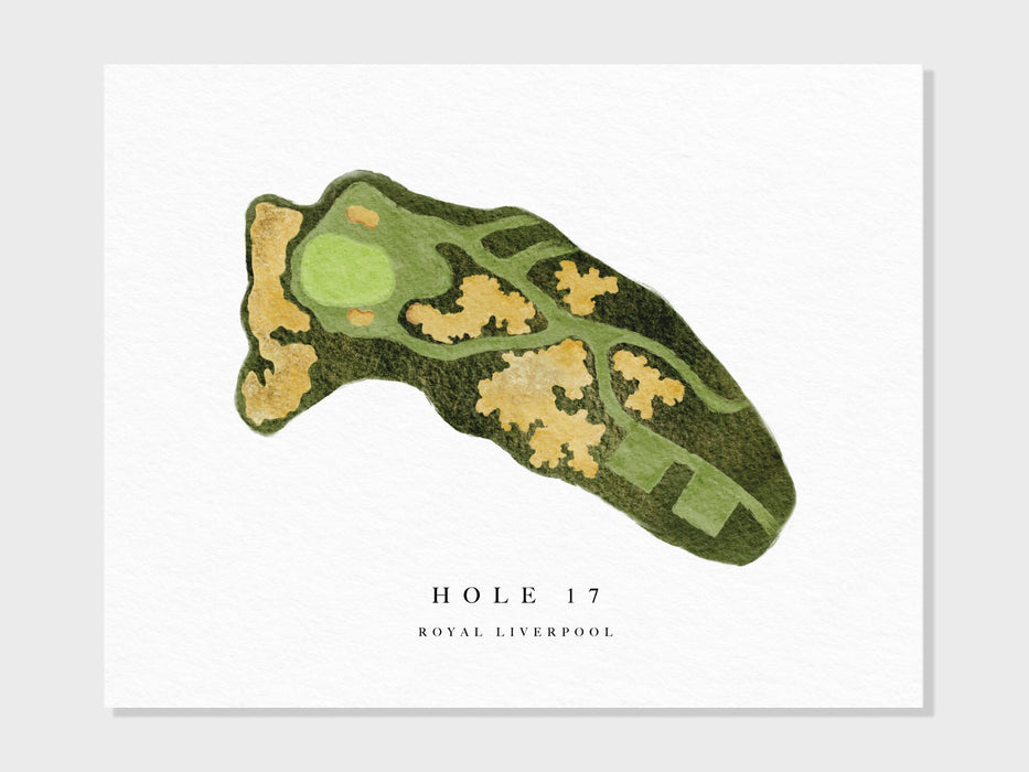 Royal Liverpool, Hole 17 | Hoylake, England | Golf Course Map, Golfer Decor Gift for Him, Scorecard Layout | Art Print UNFRAMED