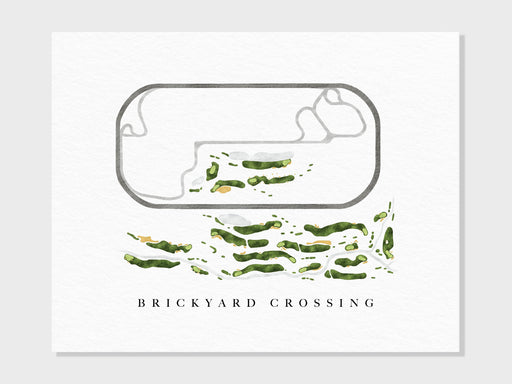 Brickyard Crossing | Indianapolis, IN | Golf Course Map, Golfer Decor Gift for Him, Scorecard Layout | Art Print UNFRAMED