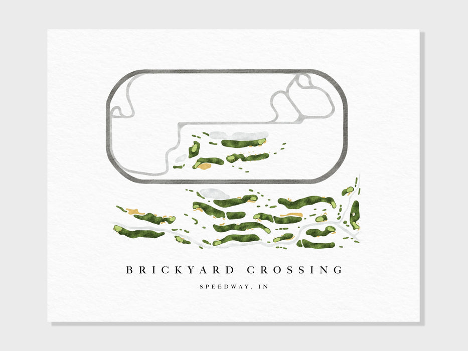 Brickyard Crossing | Indianapolis, IN | Golf Course Map, Golfer Decor Gift for Him, Scorecard Layout | Art Print UNFRAMED