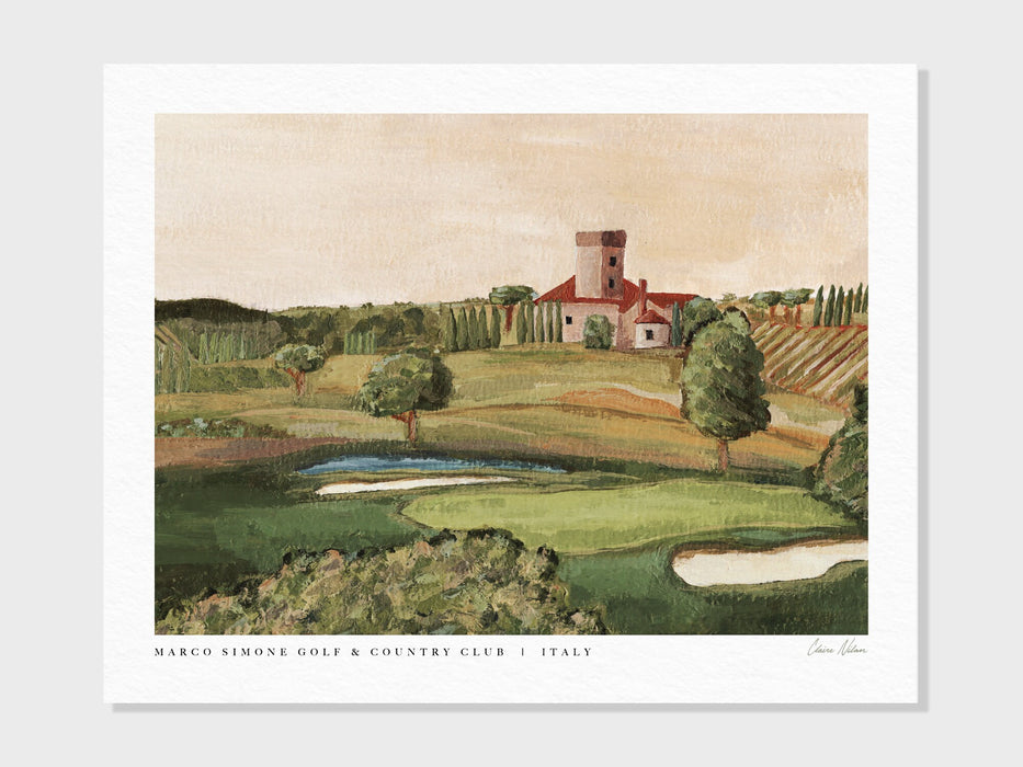 Marco Simone Golf & Country Club | Rome, Italy | 9th Hole | Acrylic Painting | Abstract Golf Course Painting, Gift | Art Print UNFRAMED