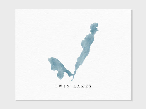 Twin Lakes | Ely, MN | Lake Map, Lake Decor Gift, Lake Layout | Watercolor-style Print UNFRAMED