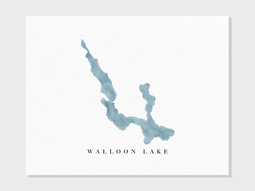 Walloon Lake | Michigan | Lake Map, Lake Decor Gift, Lake Layout | Watercolor-style Print UNFRAMED