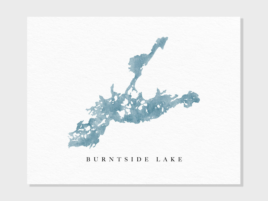 Burntside Lake | Ely, MN | Lake Map, Lake Decor Gift, Lake Layout | Watercolor-style Print UNFRAMED