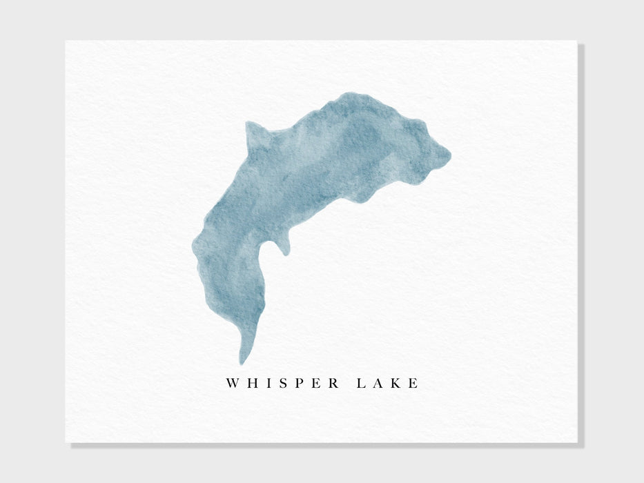 Whisper Lake | Sapphire, NC | Lake Map, Lake Decor Gift, Lake Layout | Watercolor-style Print UNFRAMED