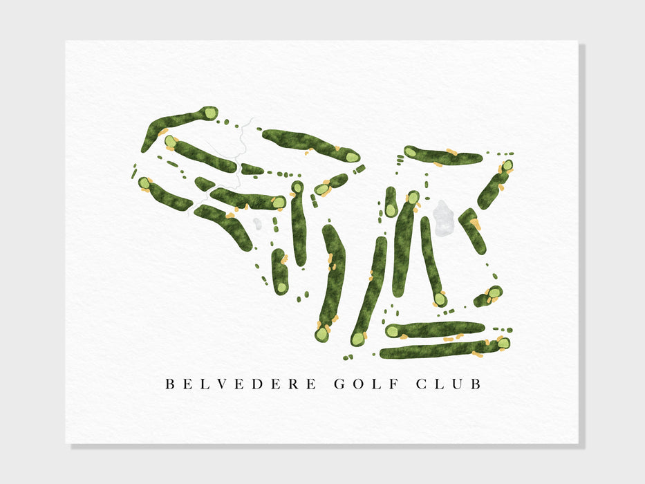Belvedere Golf Club | Charlevoix, MI | Golf Course Map, Golfer Decor Gift for Him, Scorecard Layout | Art Print UNFRAMED
