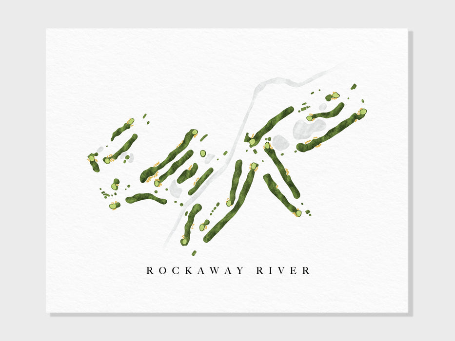 Rockaway River Country Club | Denville, NJ | Course Map, Golf Painting, Golf Gift, Course Layout | Art Print UNFRAMED