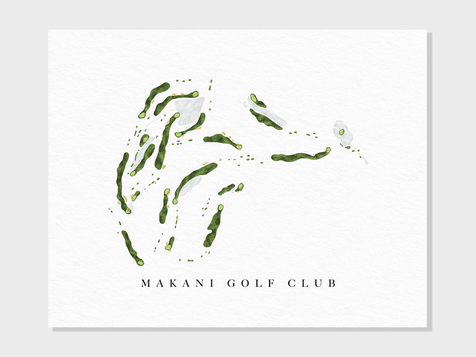 Makani Golf Club | Kailua-Kona, HI | Course Map, Golf Painting, Golf Gift, Course Layout | Art Print UNFRAMED