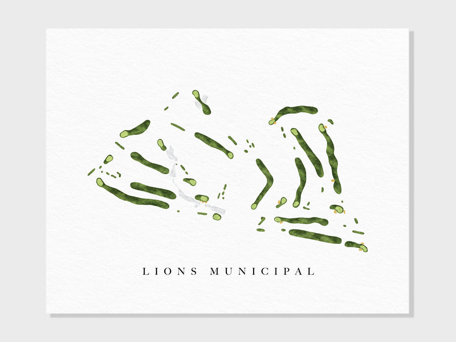 Lions Municipal Golf Course | Austin, TX | Course Map, Golf Painting, Golf Gift, Course Layout | Art Print UNFRAMED