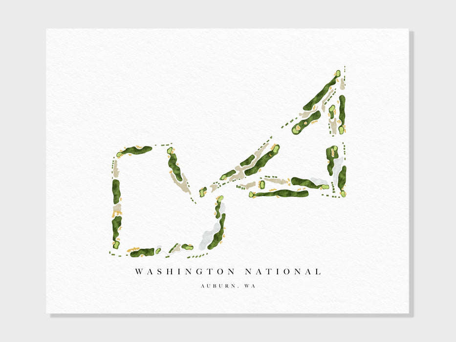 Washington National Golf Club | Auburn, WA | Course Map, Golf Painting, Golf Gift, Course Layout | Art Print UNFRAMED