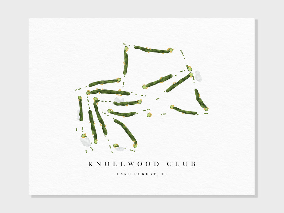 Knollwood Club | Lake Forest, IL | Golf Course Map, Golfer Decor Gift for Him, Scorecard Layout | Art Print UNFRAMED