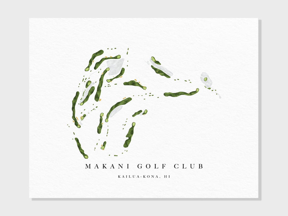 Makani Golf Club | Kailua-Kona, HI | Course Map, Golf Painting, Golf Gift, Course Layout | Art Print UNFRAMED