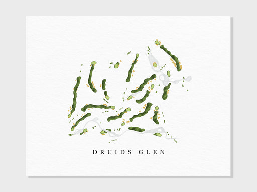 Druids Glen | Co. Wicklow, Ireland | Golf Course Map, Golfer Decor Gift for Him, Scorecard Layout | Art Print UNFRAMED