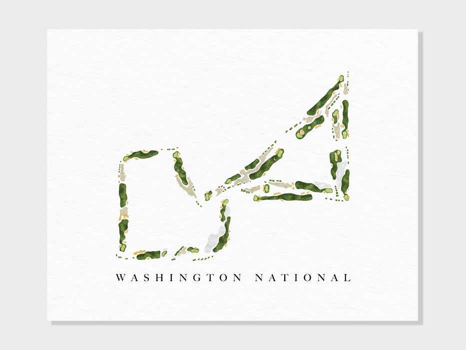 Washington National Golf Club | Auburn, WA | Course Map, Golf Painting, Golf Gift, Course Layout | Art Print UNFRAMED