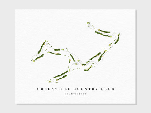 Greenville Country Club, Chanticleer | Greenville, SC | Golf Course Map, Golfer Decor Gift for Him, Scorecard Layout | Art Print UNFRAMED