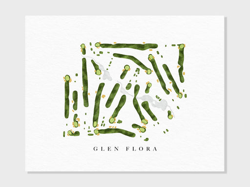 Glen Flora Country Club | Waukegan, IL | Golf Course Map, Golfer Decor Gift for Him, Scorecard Layout | Art Print UNFRAMED