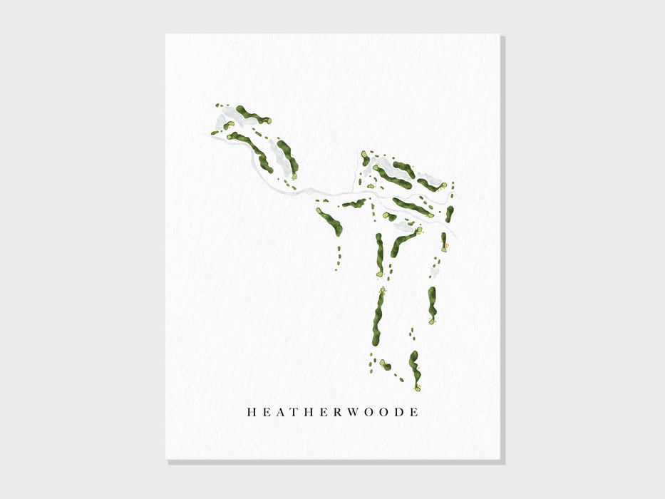 Heatherwoode Golf Club | Springboro, OH | Golf Course Map, Golfer Decor Gift for Him, Scorecard Layout | Art Print UNFRAMED