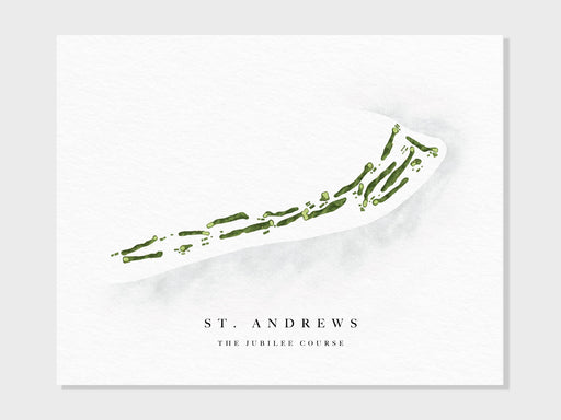 St. Andrews, Jubilee Course | Scotland | Golf Course Map, Golf Painting, Golf Gift, Course Layout | Watercolor Style Print UNFRAMED