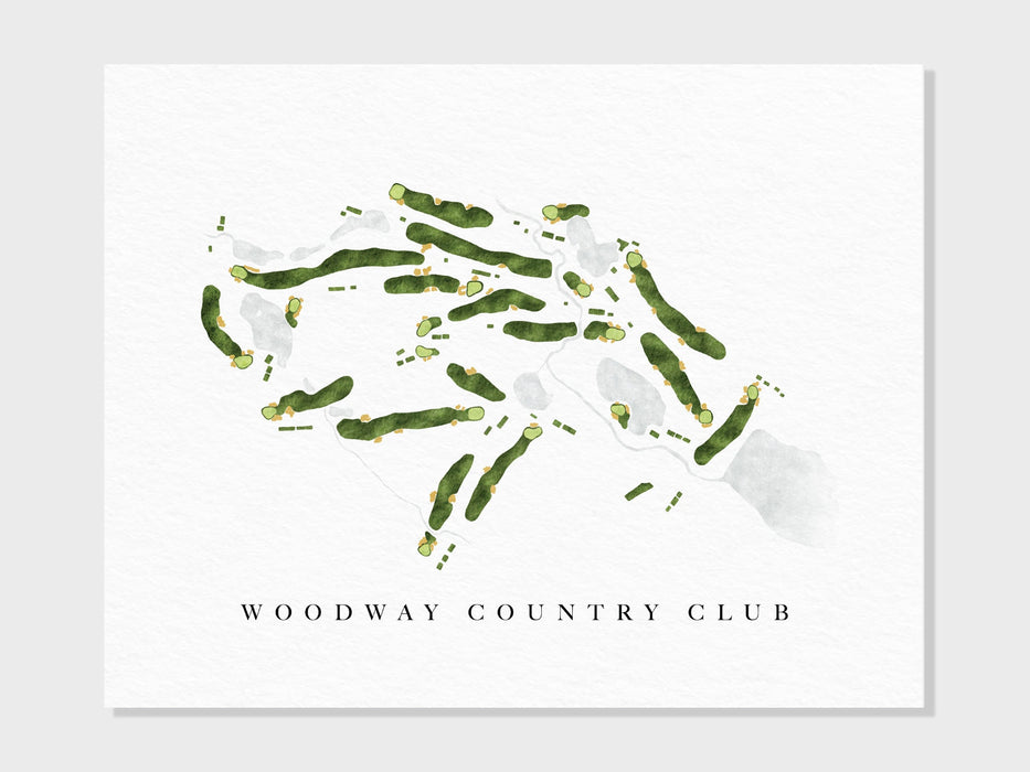 Woodway Country Club | Darien, CT | Golf Course Map, Golfer Decor Gift for Him, Scorecard Layout | Art Print UNFRAMED