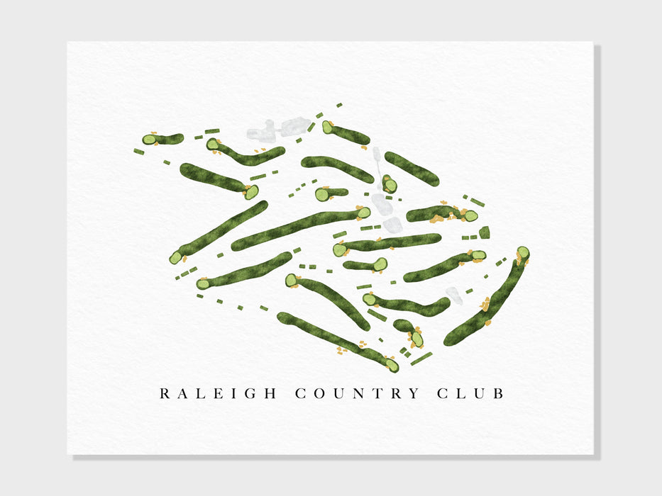 Raleigh Country Club | Raleigh, NC | Golf Course Map, Golfer Decor Gift for Him, Scorecard Layout | Art Print UNFRAMED