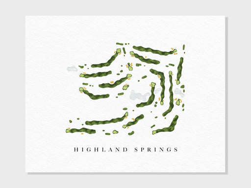 Highland Springs Golf Course | Rock Island, IL | Golf Course Map, Golfer Decor Gift for Him, Scorecard Layout | Art Print UNFRAMED