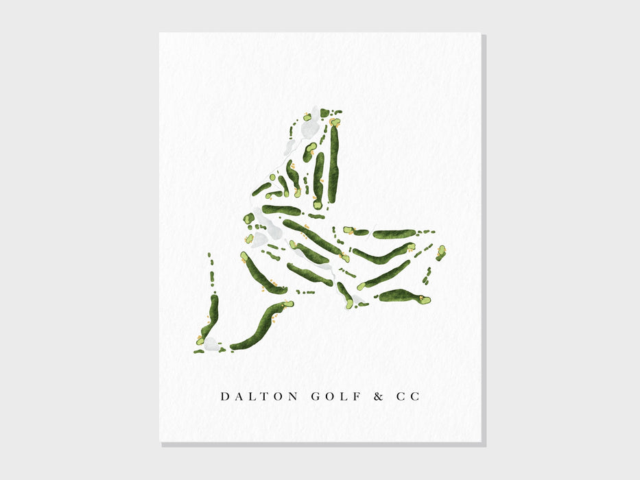 Dalton Golf & Country Club | Dalton, GA | Golf Course Map, Personalized Golf Art Gifts for Men Wall Decor, Custom Watercolor Print