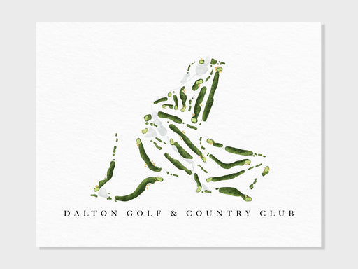 Dalton Golf & Country Club | Dalton, GA | Golf Course Map, Personalized Golf Art Gifts for Men Wall Decor, Custom Watercolor Print