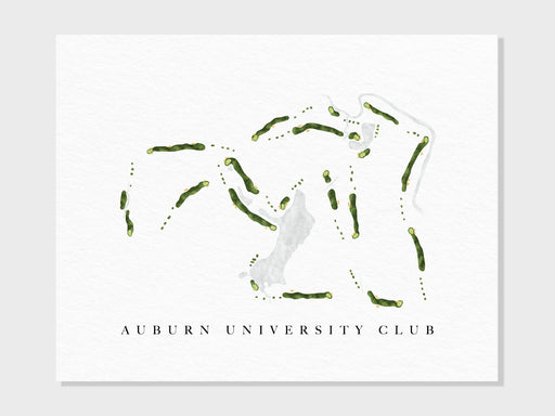 Auburn University Club | Auburn, AL | Golf Course Map, Personalized Golf Art Gifts for Men Wall Decor, Custom Watercolor Print