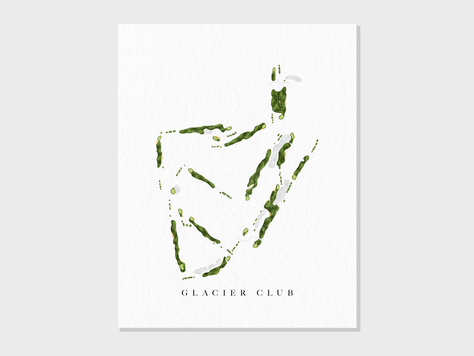 Glacier Club | Washington, MI | Golf Course Map, Personalized Golf Art Gifts for Men Wall Decor, Custom Watercolor Print