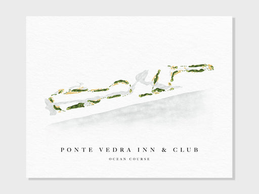 Ponte Vedra Inn & Club, Ocean Course | Florida | Golf Course Map, Personalized Golf Art Gifts for Men Wall Decor, Custom Watercolor Print
