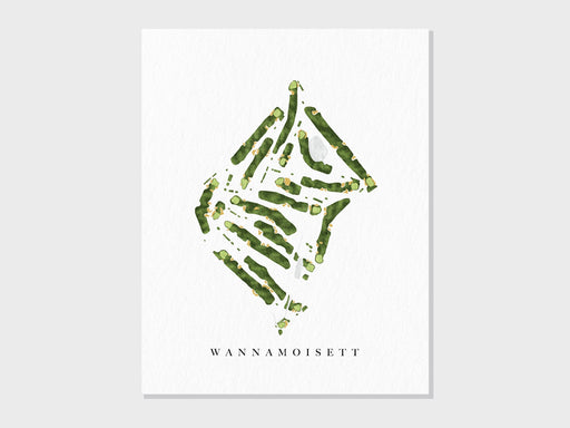 Wannamoisett Country Club | Rumford, RI | Golf Course Map, Golfer Decor Gift for Him, Scorecard Layout | Art Print UNFRAMED