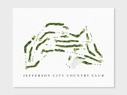 Jefferson City Country Club | Jefferson City, MO | Golf Course Map, Golfer Decor Gift for Him, Scorecard Layout | Art Print UNFRAMED