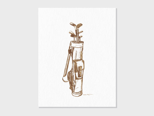 Vintage Golf Bag | Golf Wall Art, Golfer Decor Gift | Watercolor-Style Textured Art Print Unframed