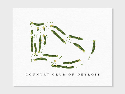 Country Club of Detroit | Grosse Pointe Farms, MI | Golf Course Map, Personalized Golf Art Gifts for Men Wall Decor, Custom Watercolor Print