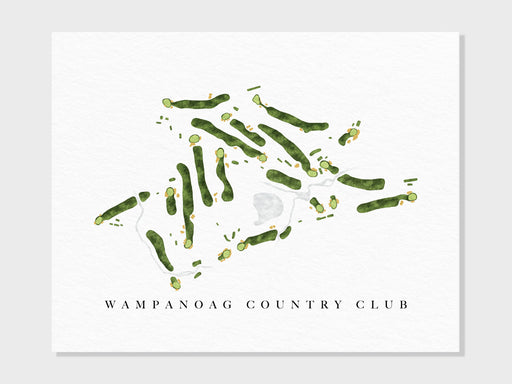 Wampanoag Country Club | West Hartford, CT | Golf Course Map, Golfer Decor Gift for Him, Scorecard Layout | Art Print UNFRAMED